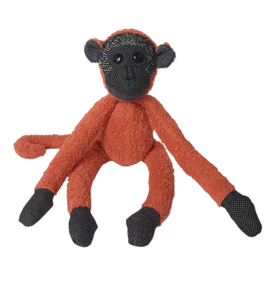 Orange Cotton Terry and Black Monkey Toy